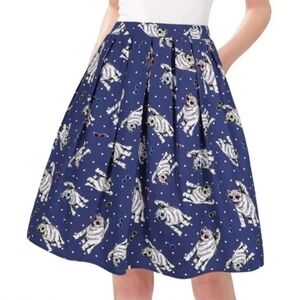 Taydey Navy Blue Tabby Cat In Sunglasses Print Retro Pleated Skirt Plus Size 3X